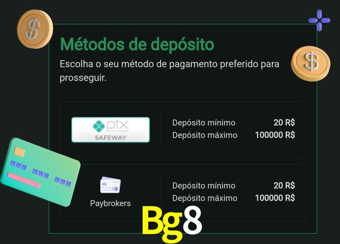 O cassino Bg8 oferece uma grande variedade de métodos de pagamento